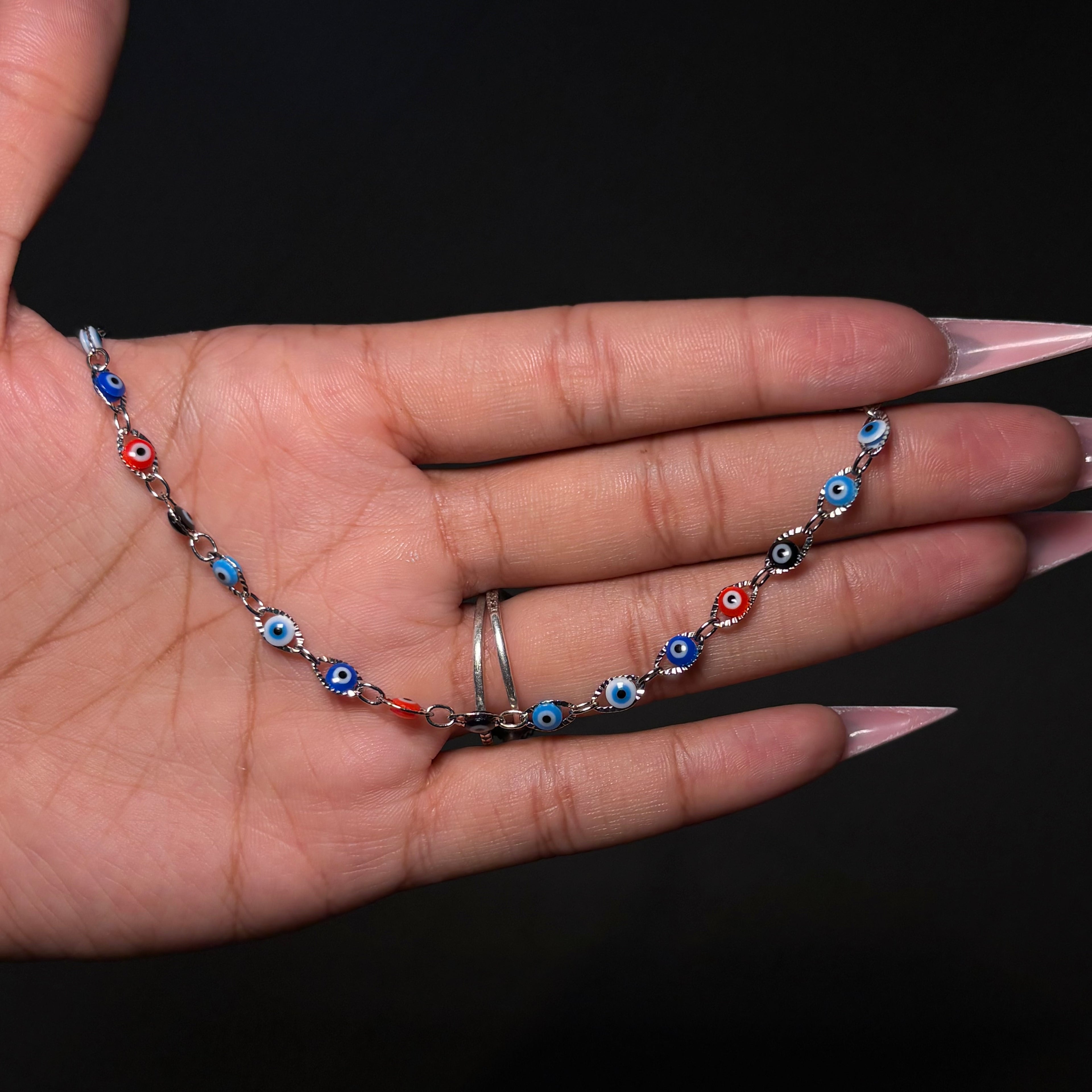 Silver & Rainbow Mal de Ojo Tennis Bracelet