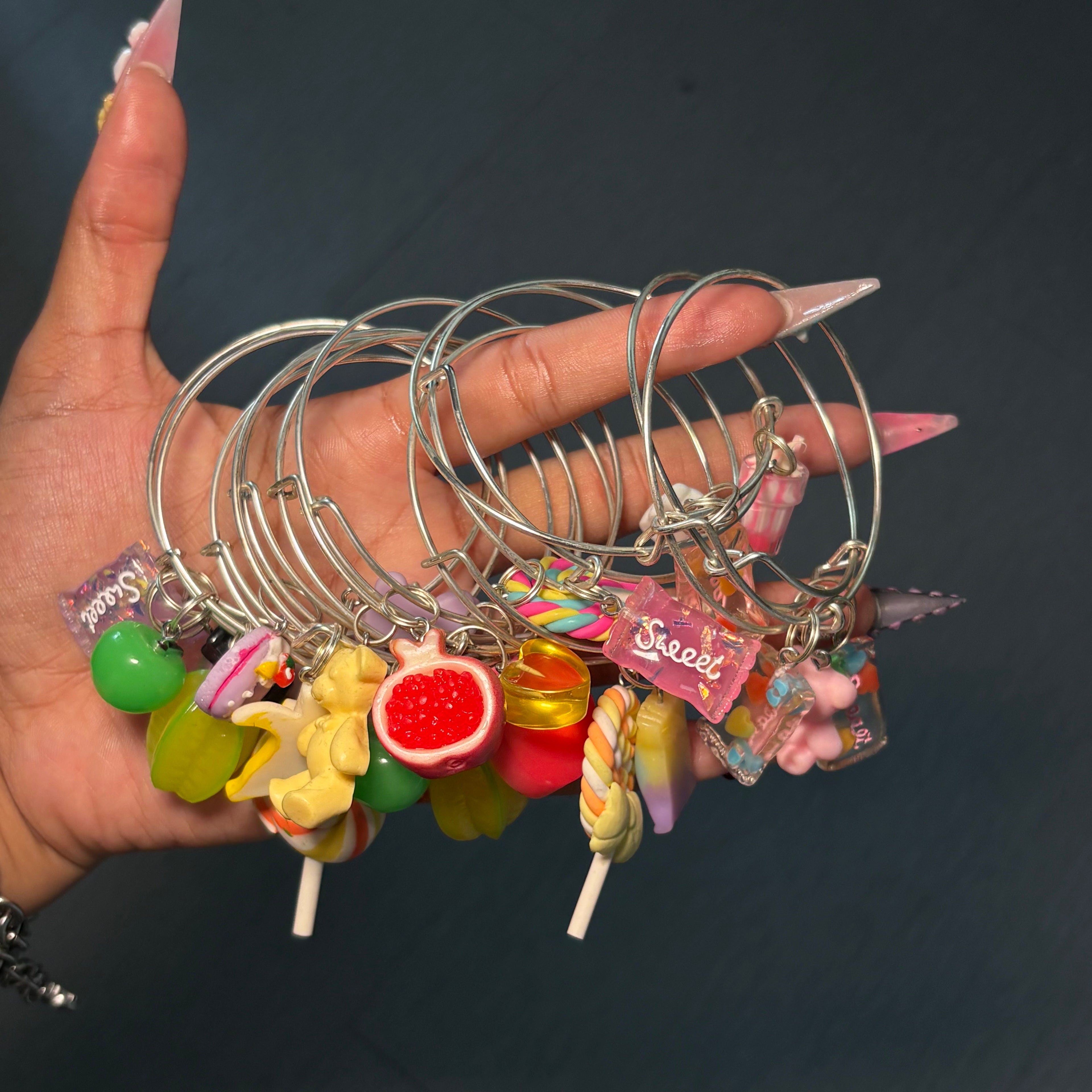 Silver 3 PC Junky Charm Bangles (Randomized Charms!!)