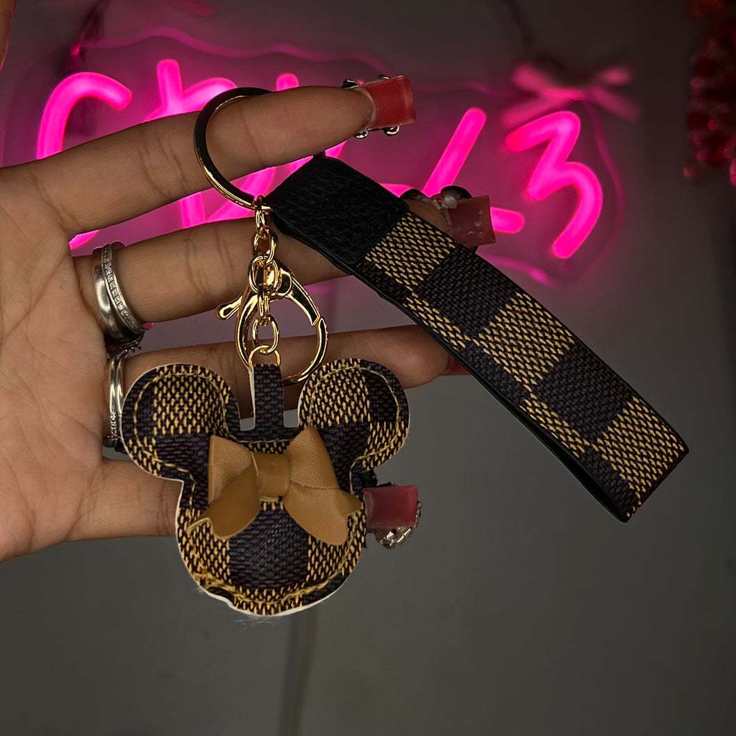 Gold & Brown Just A Girl Puffer Keychain/Purse Charm