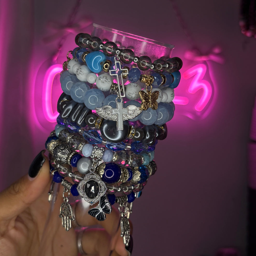 Corpse Bride ☠️🖤💙 10PC Meg Stack (Beaded Bracelet Set)