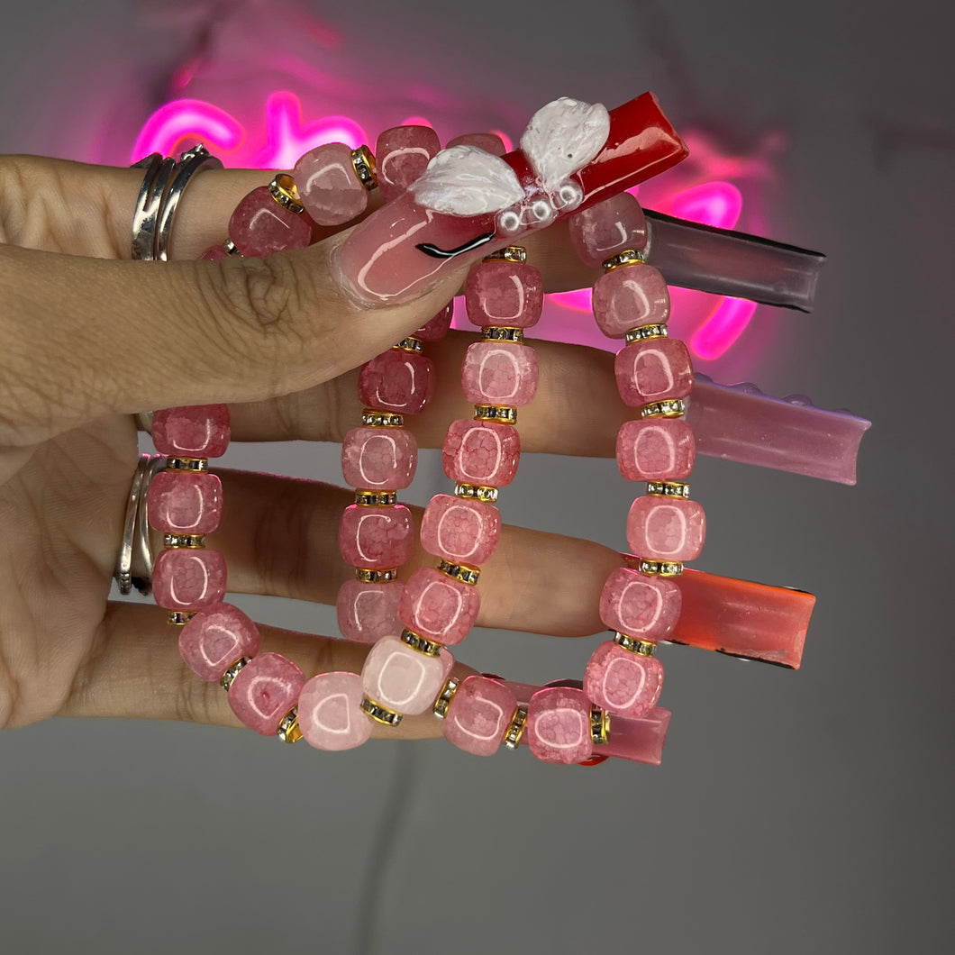 Pink Cloud 9 Basic Beaded Bracelet