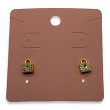 Load image into Gallery viewer, Gold Diamante Love Lock Stud Earrings

