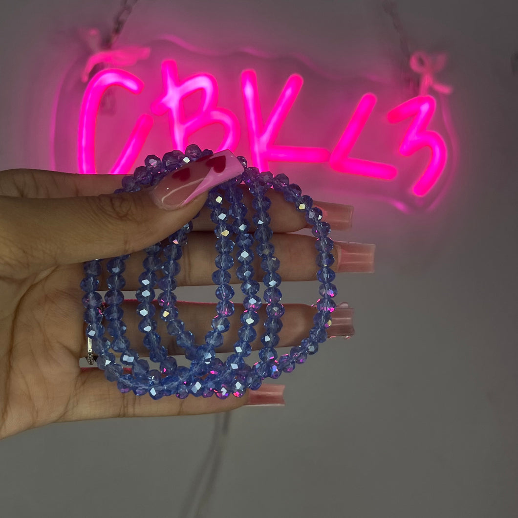 Blue 4mm Sparkle Basic Beaded Bracelet