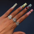 Silver Diamond Garden Snake Ring SZ 9