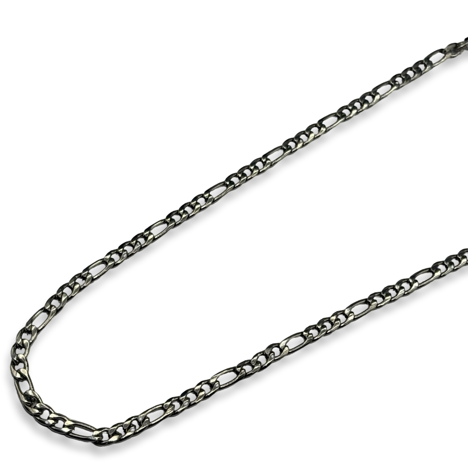 Silver Mini Figaro Link Necklace 16inches
