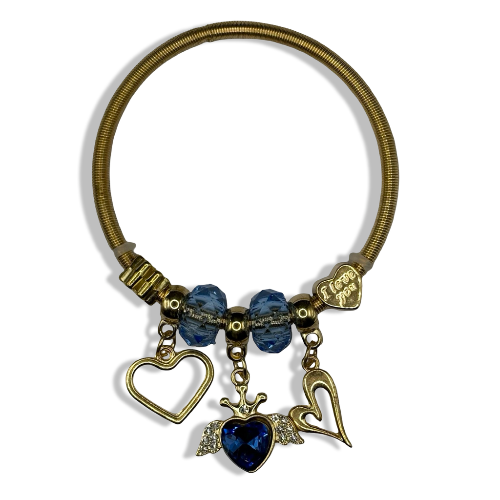 Blue & Gold Princessa Spring Charm Bracelet