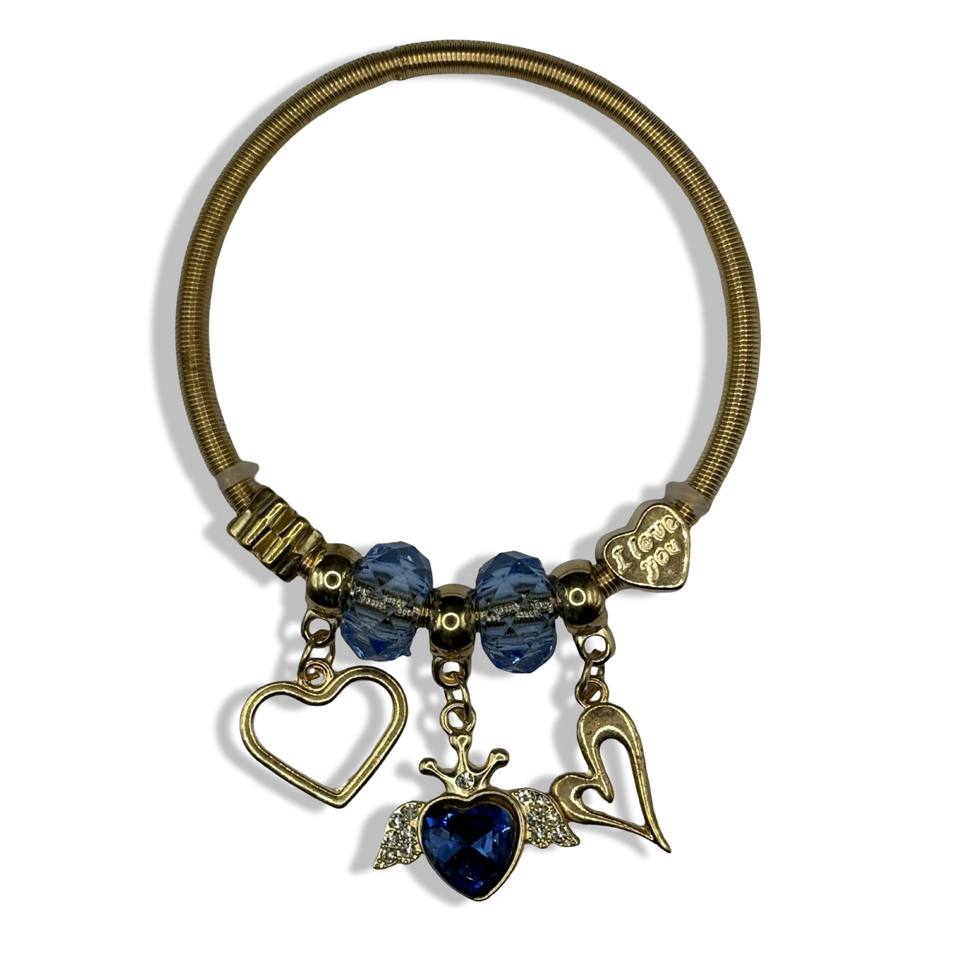 Blue & Gold Princessa Spring Charm Bracelet