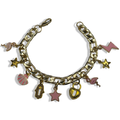 Gold Pink Girlie 🌸Figaro Charm Bracelet