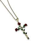 Gold XL Rose Thorn Cross Necklace