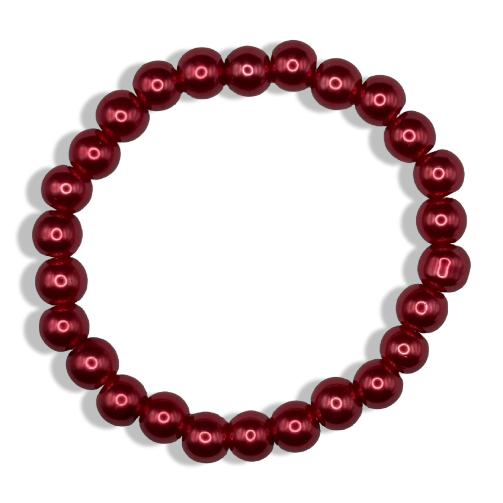 Red 6MM Pearl Basic Beaded Bracelet