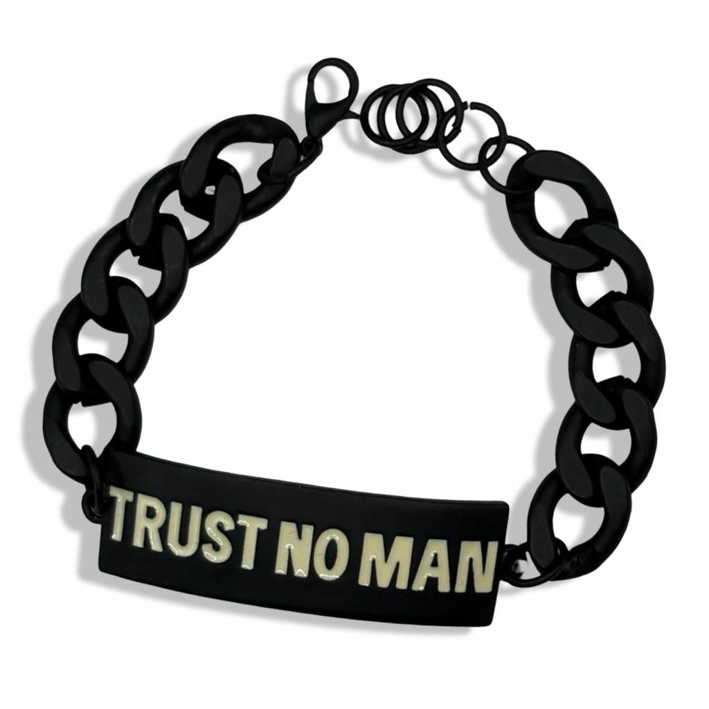 Black & White Trust No Man Tennis Bracelet