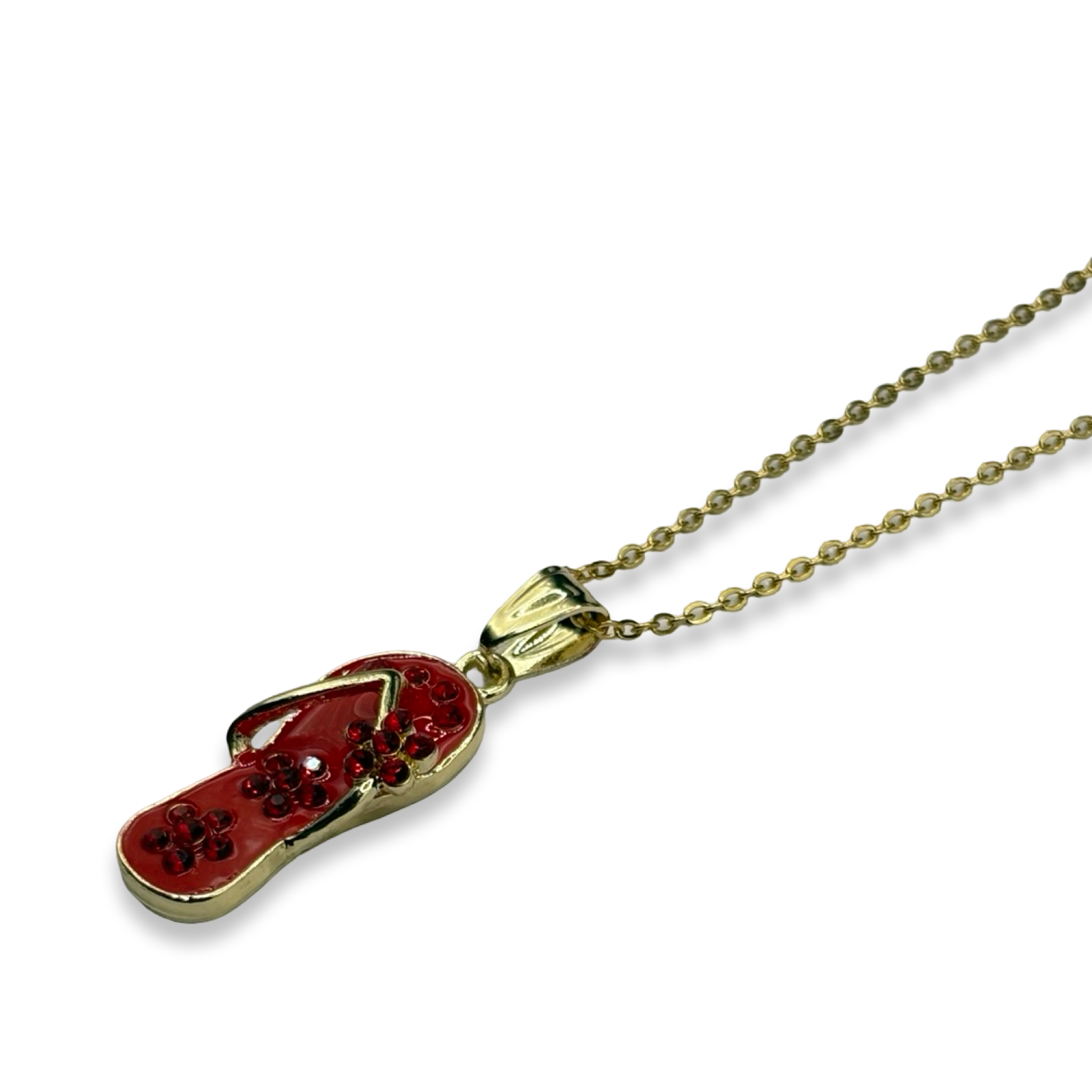 Gold & Red Flip Flop Necklace