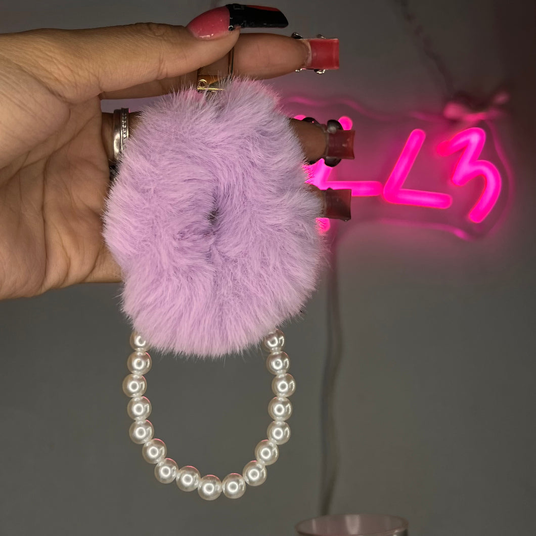 Purple Pearl Pom Pom Keychain/ Purse Charm