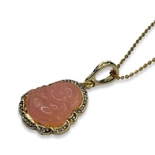 Load image into Gallery viewer, Pink &amp; Gold Diamond Buddha Necklace

