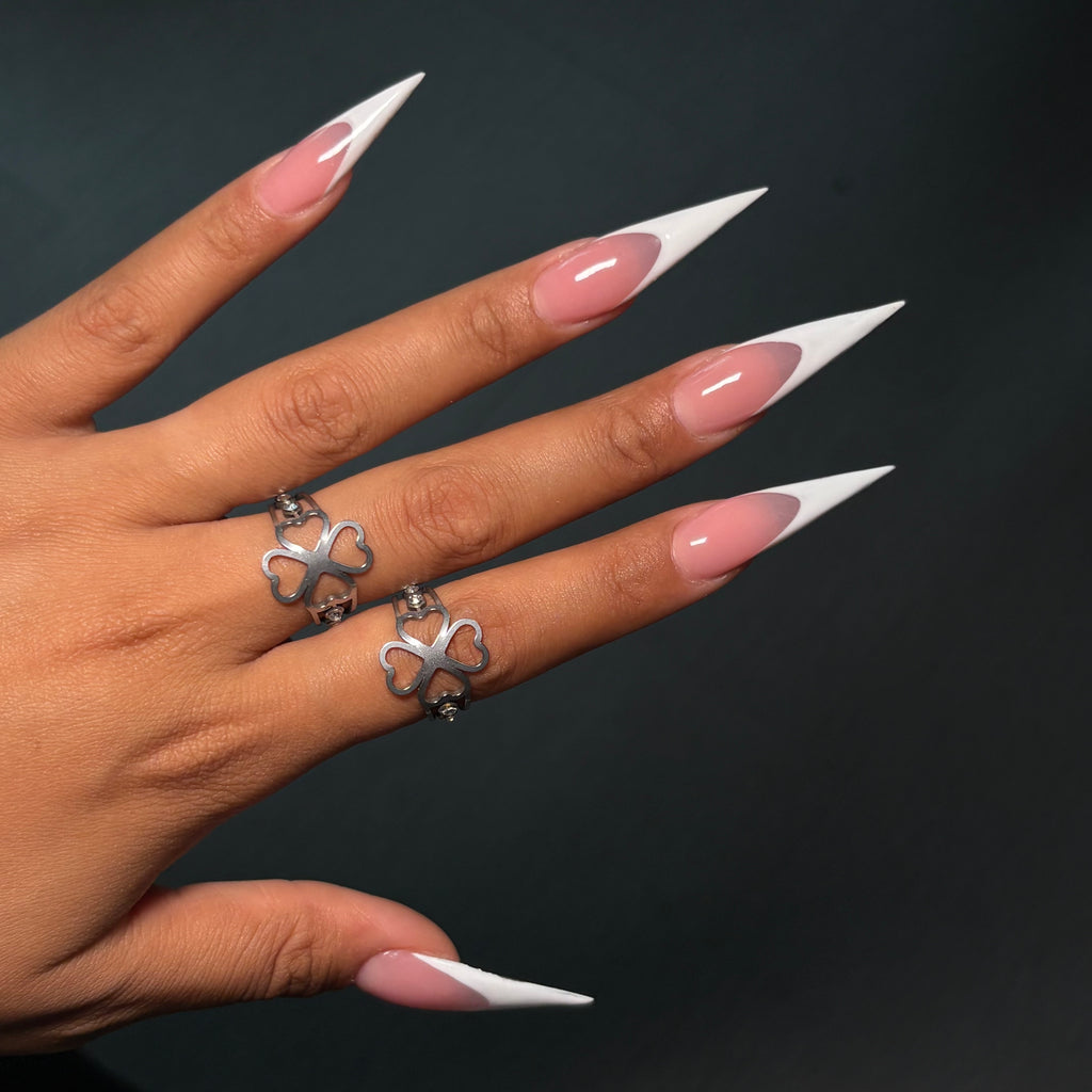 Silver Diamond Klover Adjustable Ring
