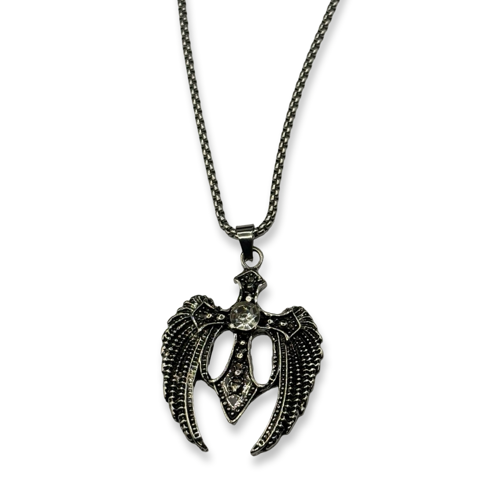Silver  Angel Wings Cross Necklace