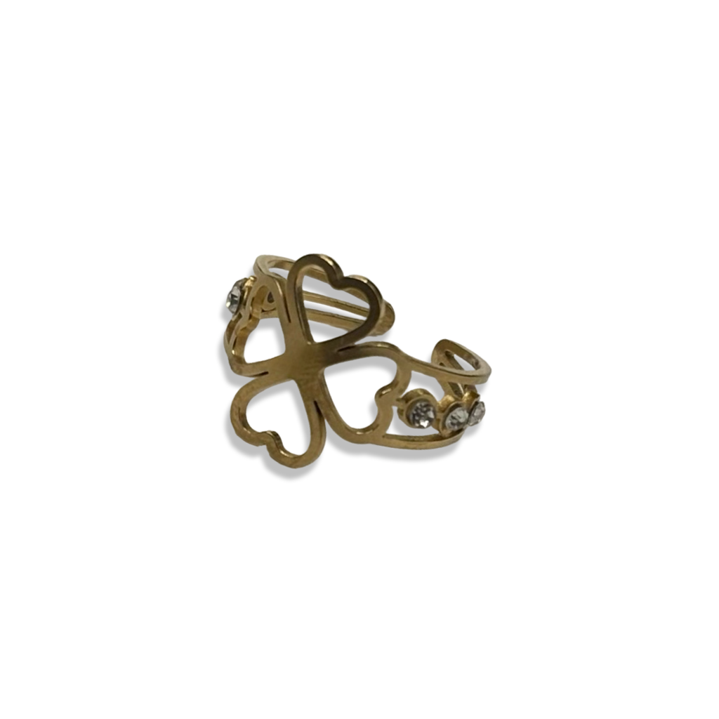 Gold Diamond Klover Adjustable Ring