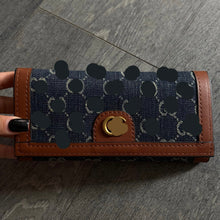 Load image into Gallery viewer, Denim &amp; Brown  2 Pc Wallet Set
