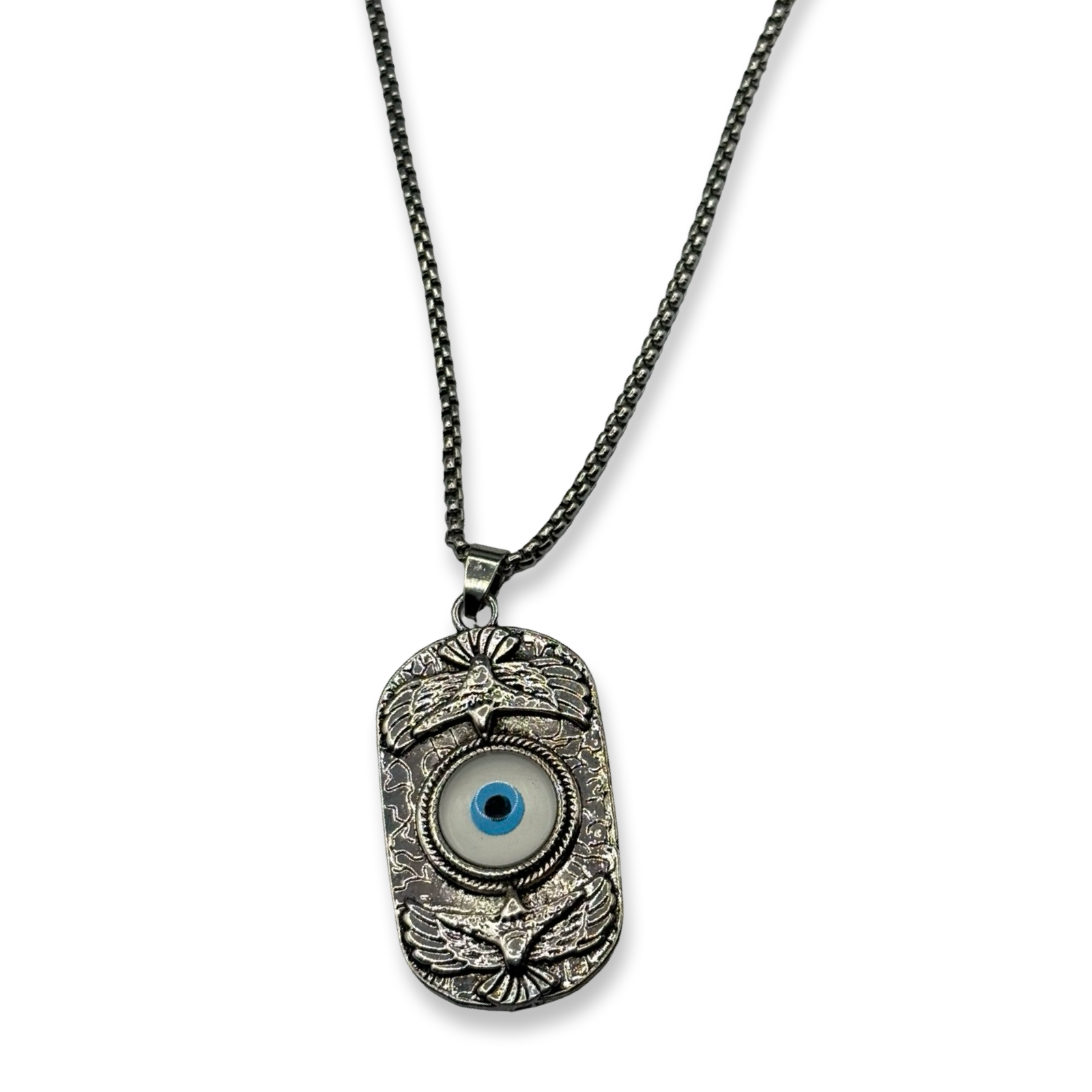 Silver & White EE Necklace 20in