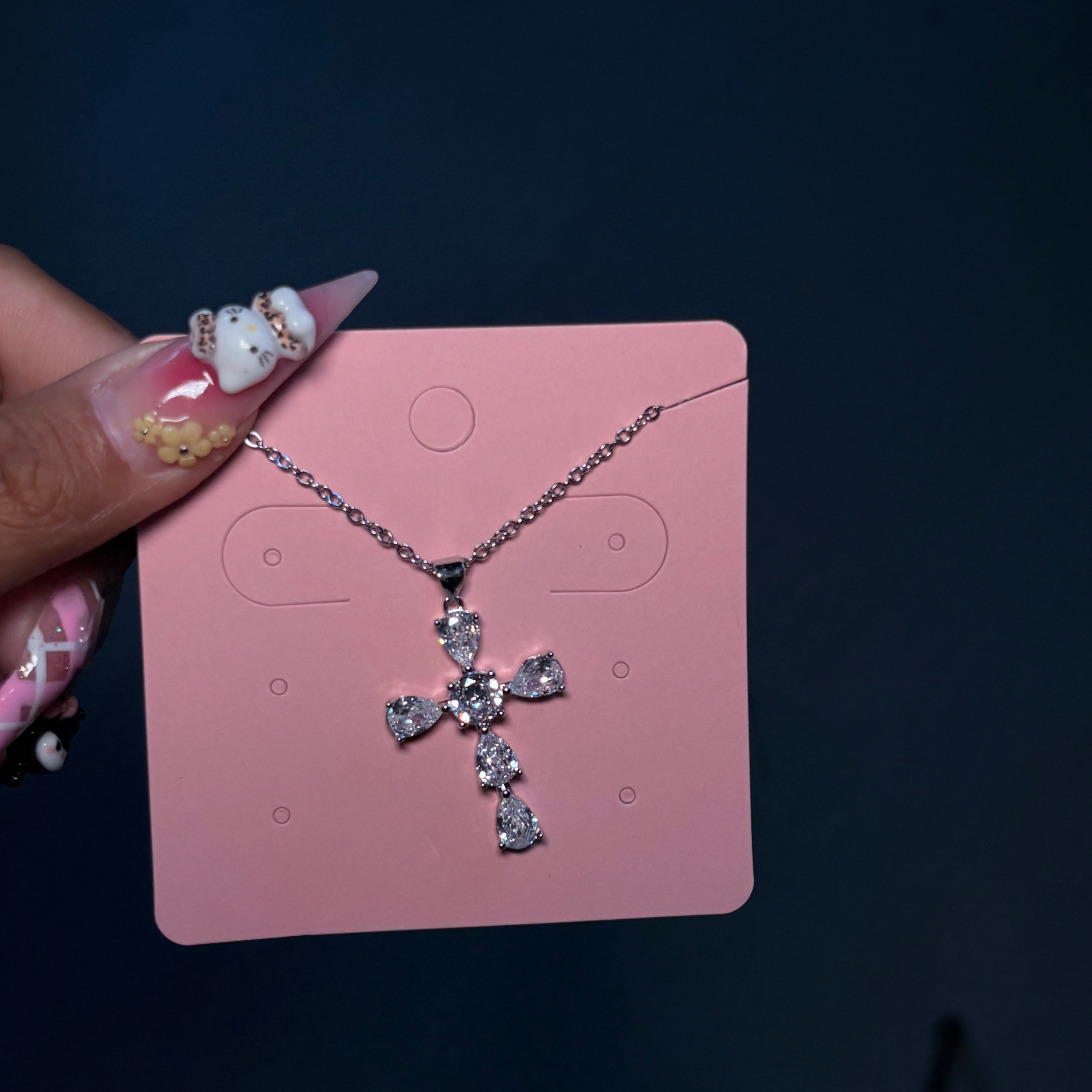 Silver It Girl Diamond Cross Necklace