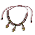 Pink & Gold 3 Hamsa Charm Adjustable String Bracelet