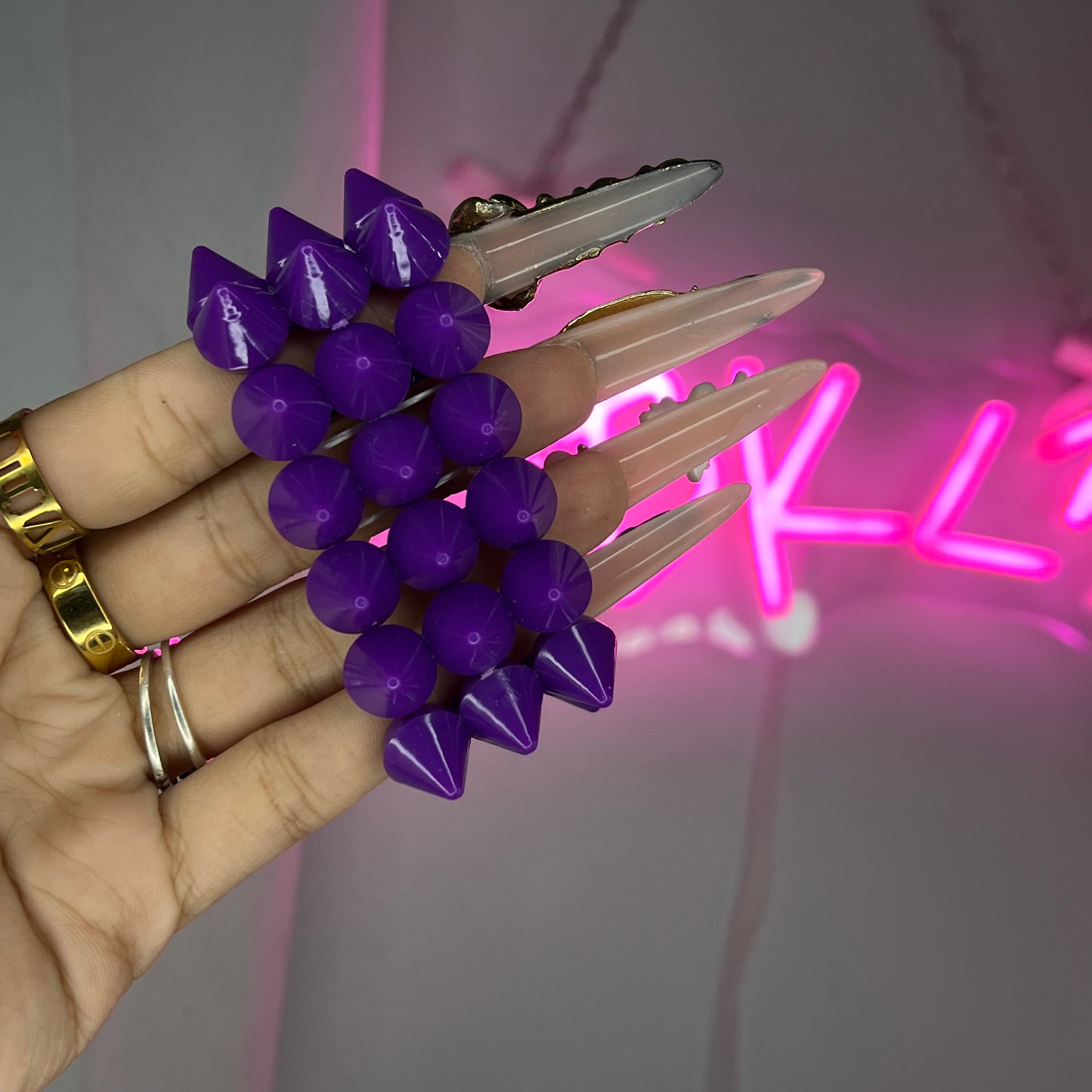 Purple Y2K Spike Beaded Bracelet