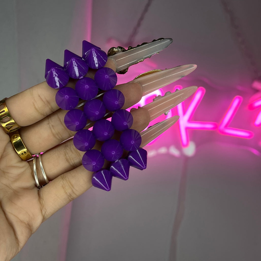 Purple Y2K Spike Beaded Bracelet