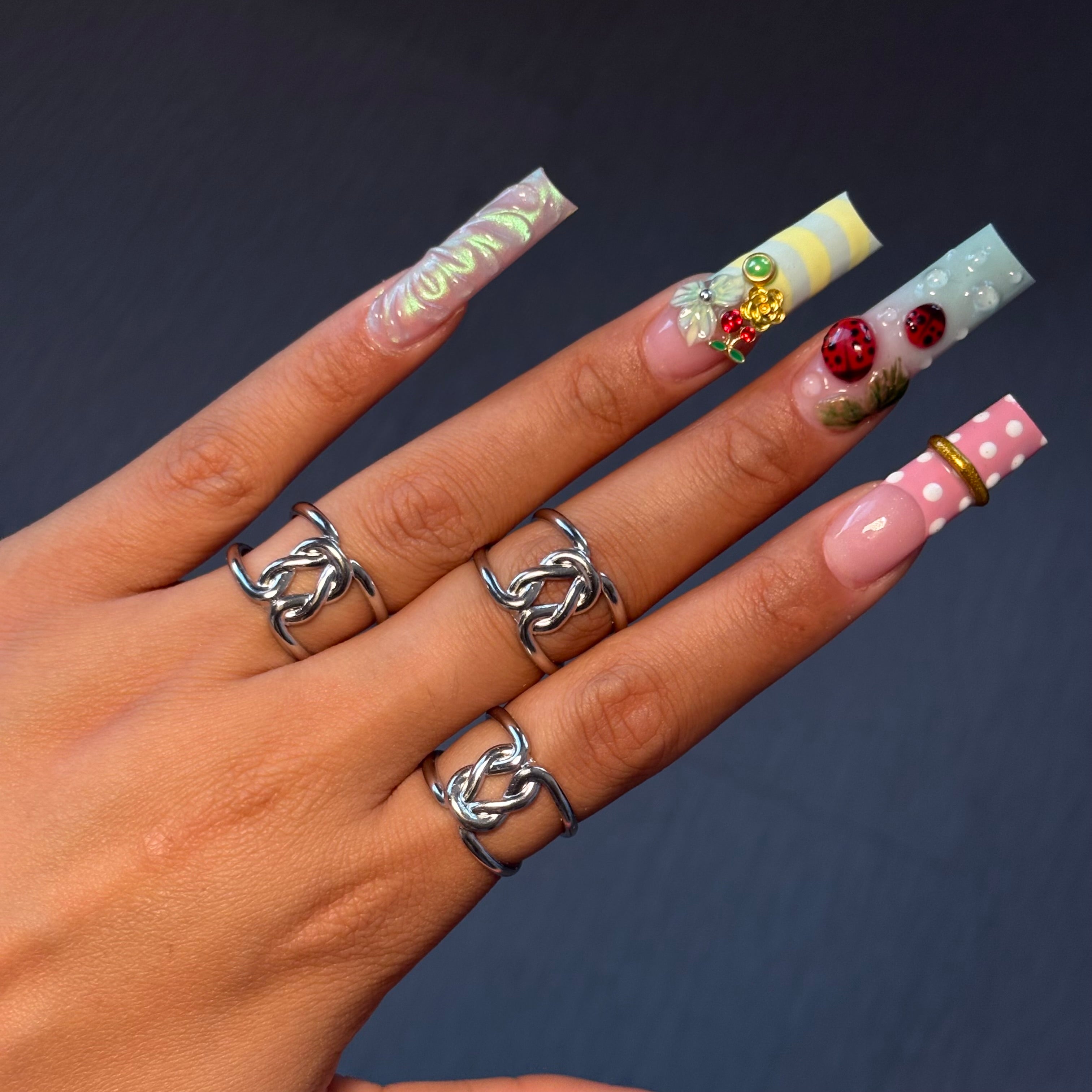 Silver Knotted Adjustable Ring