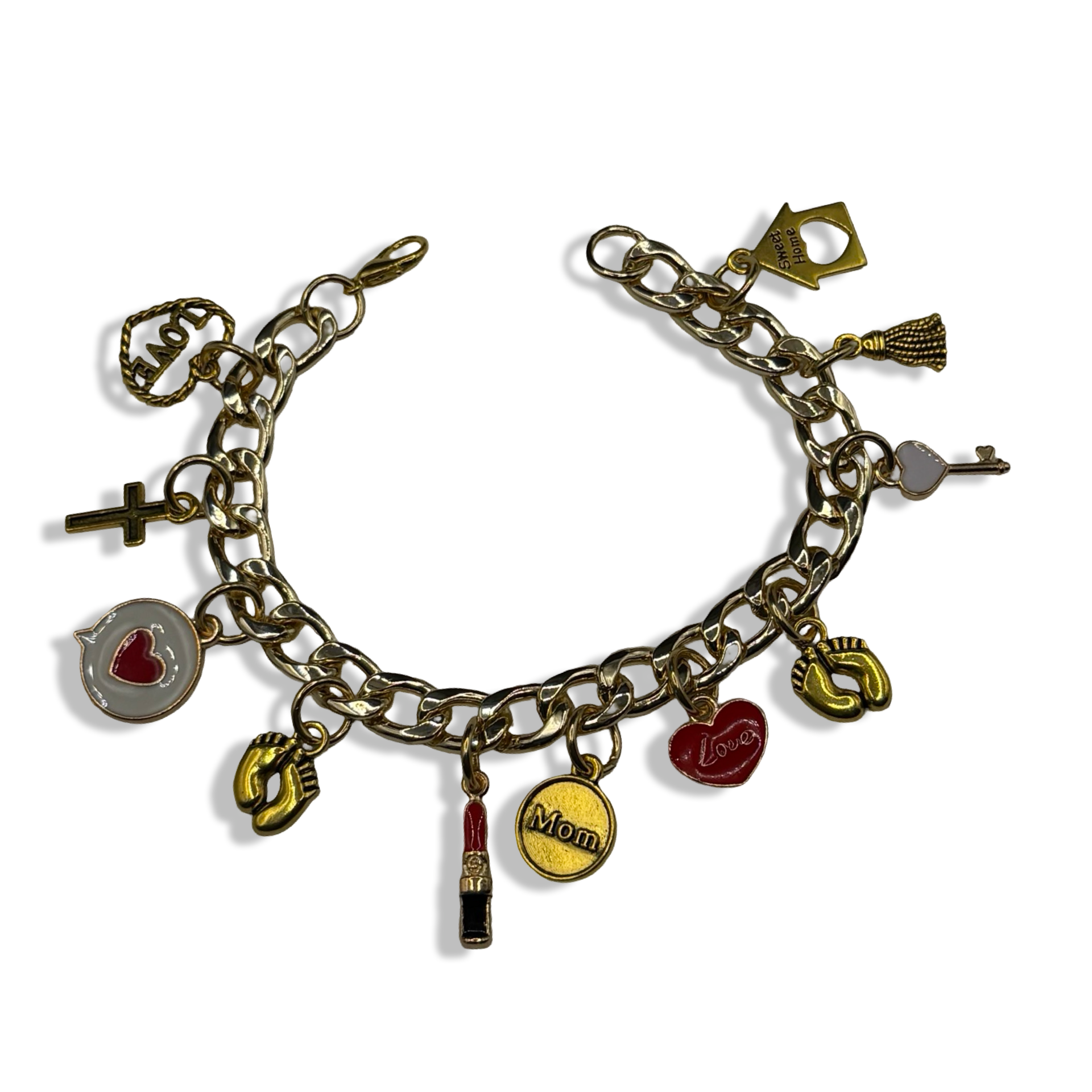 Gold Mamacita 👩🏽‍🍼🩷 Cuban Charm Bracelet