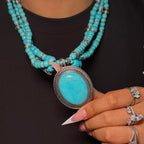 Silver & Blue Sirena Statement Turquoise Necklace