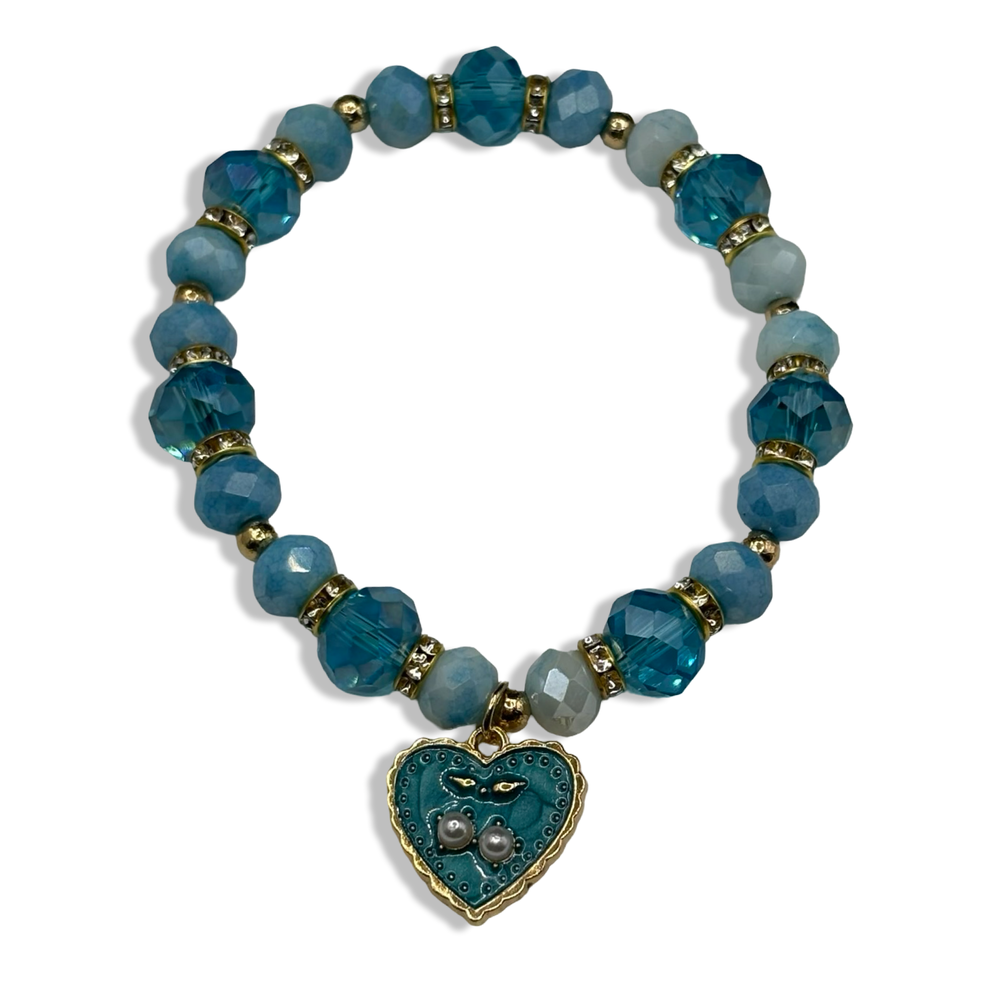 Blue & Gold Cherry Luver Beaded Braceler