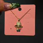 Gold & Pink Flower Bubu Necklace