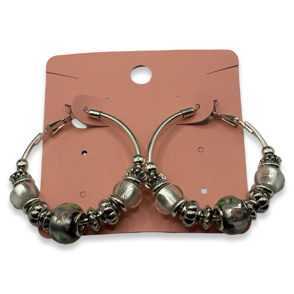 Silver & White Charm Girlie Earrings