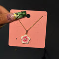 Gold & Pink Camellia Dainty Necklace