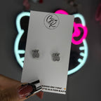 Silver Diamante Teddy Stud Earrings