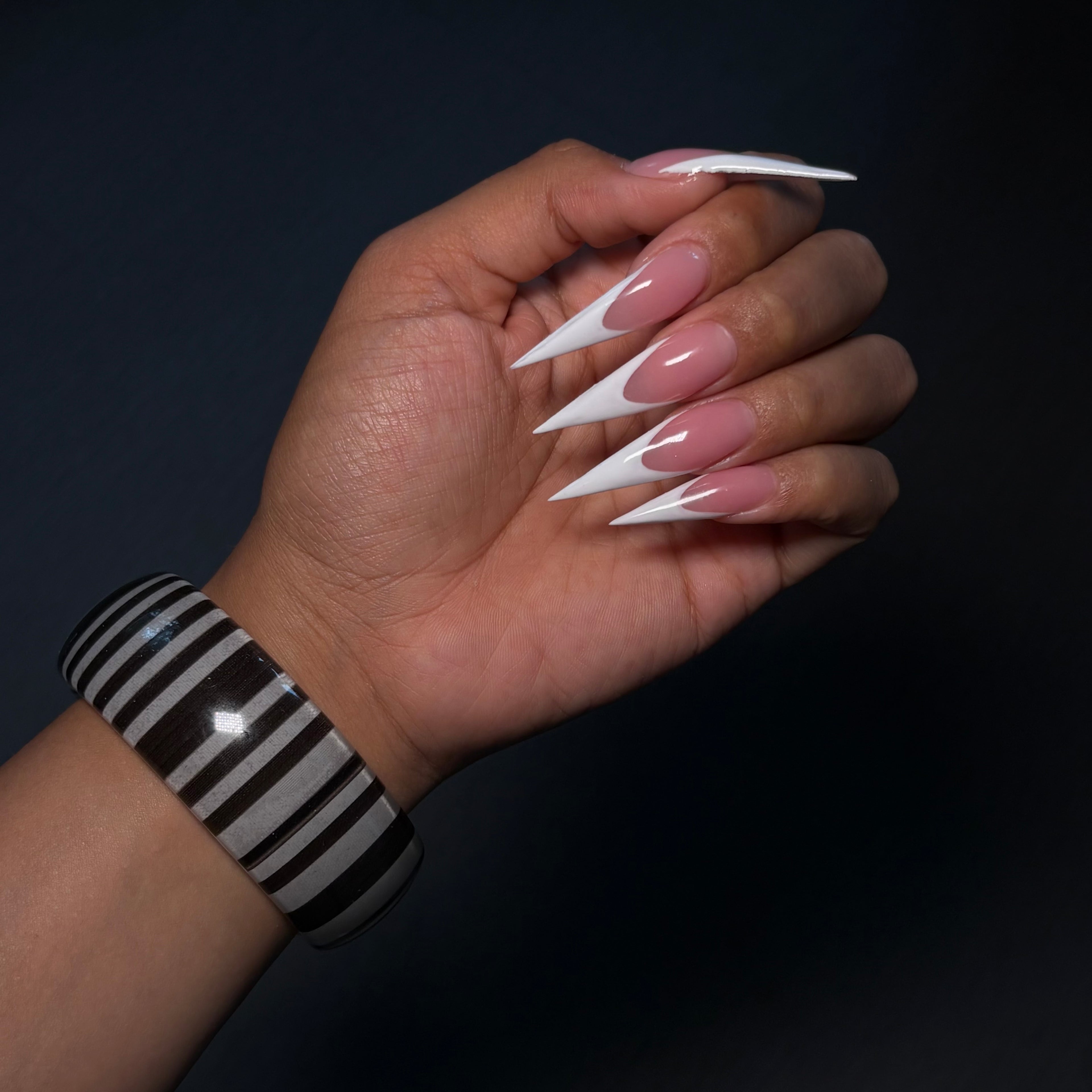 Black and white stripe Boba Bangle