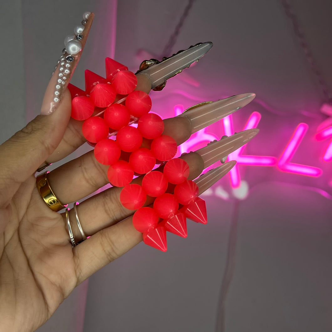 Hot Pink Y2K Spike Beaded Bracelet