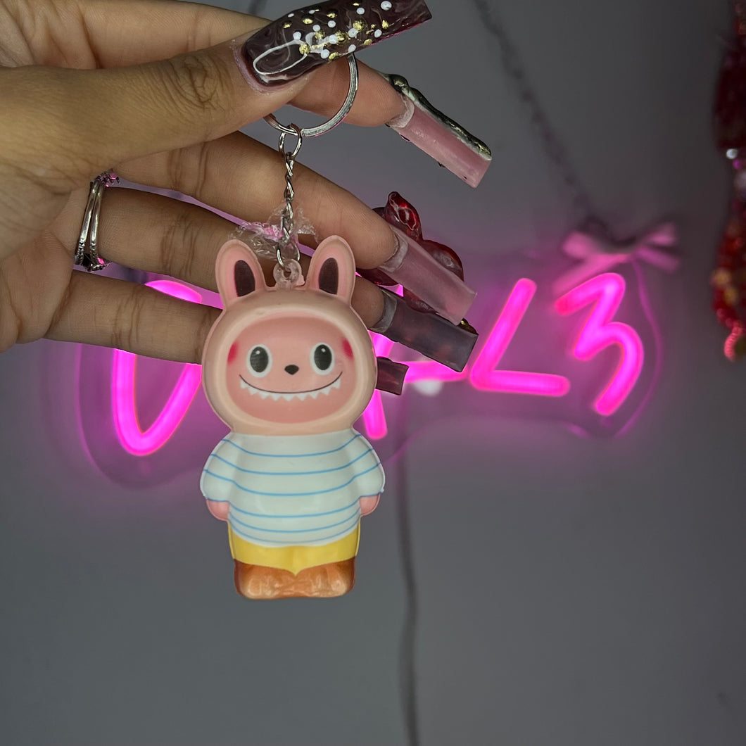 White Stripe BuBu Squishy Keychain/ Purse Charm