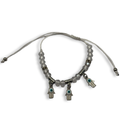 White n Silver 3 Hamsa Charm Adjustable String Bracelet