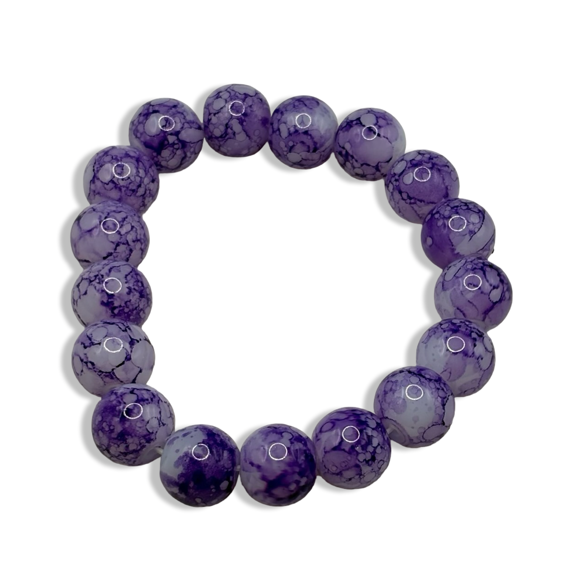 Purple 8mm Marble Basic Beaded Bracelet