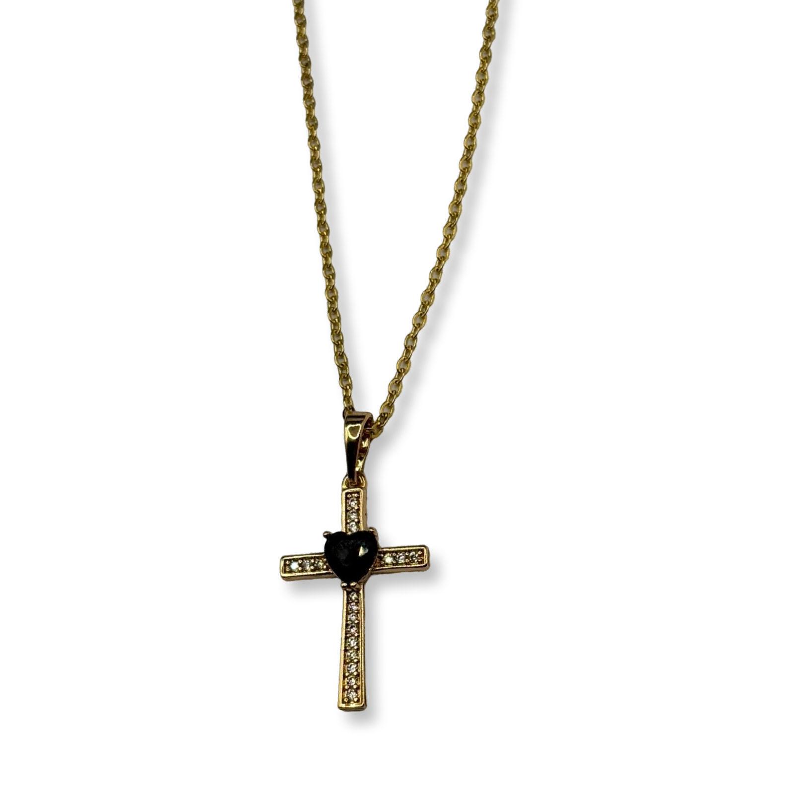 Black & Gold Lover Cross Necklace