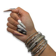 Load image into Gallery viewer, Silver &amp; White Cupid Bangle Stack
