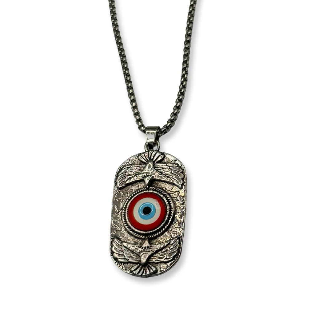 Silver & Red EE Necklace 20in