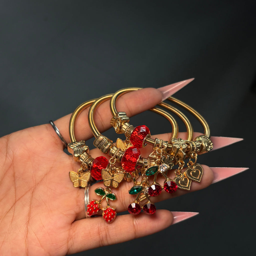 Gold Very Berry Spring Charm Bracelet