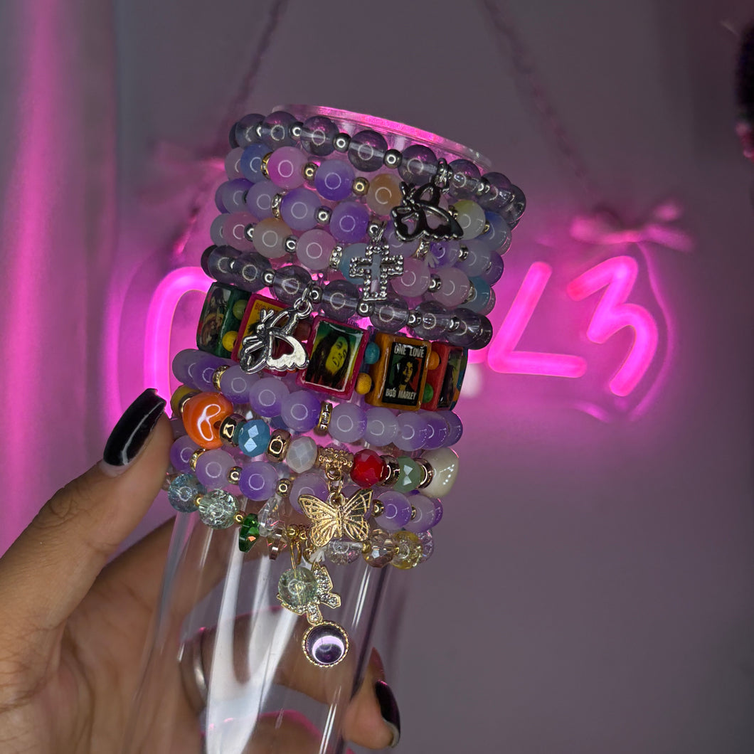 Sweet Dreams Bear 💜🌙10PC Meg Stack (Beaded Bracelet Set)