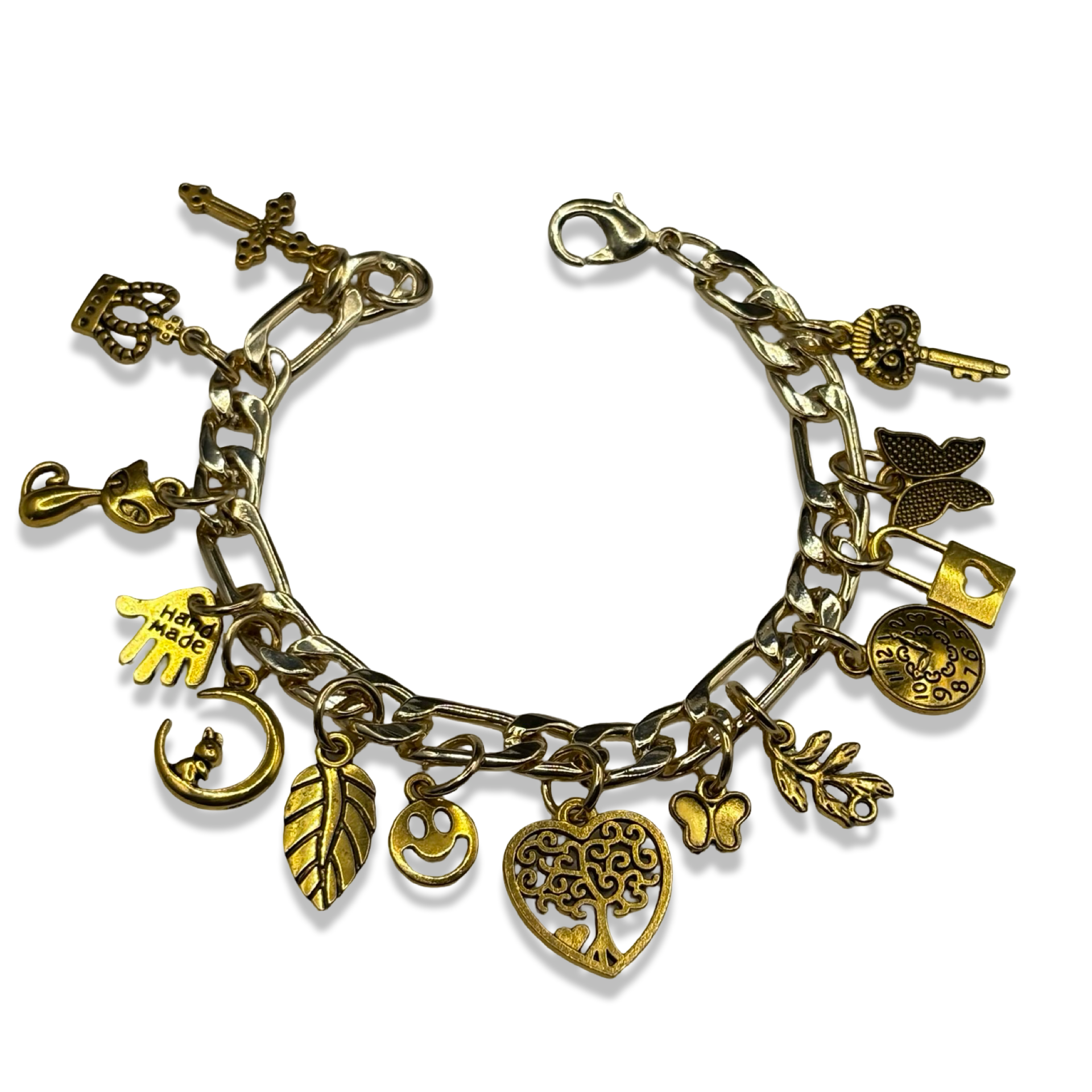 Gold Nature Babe Figaro Charm Bracelet