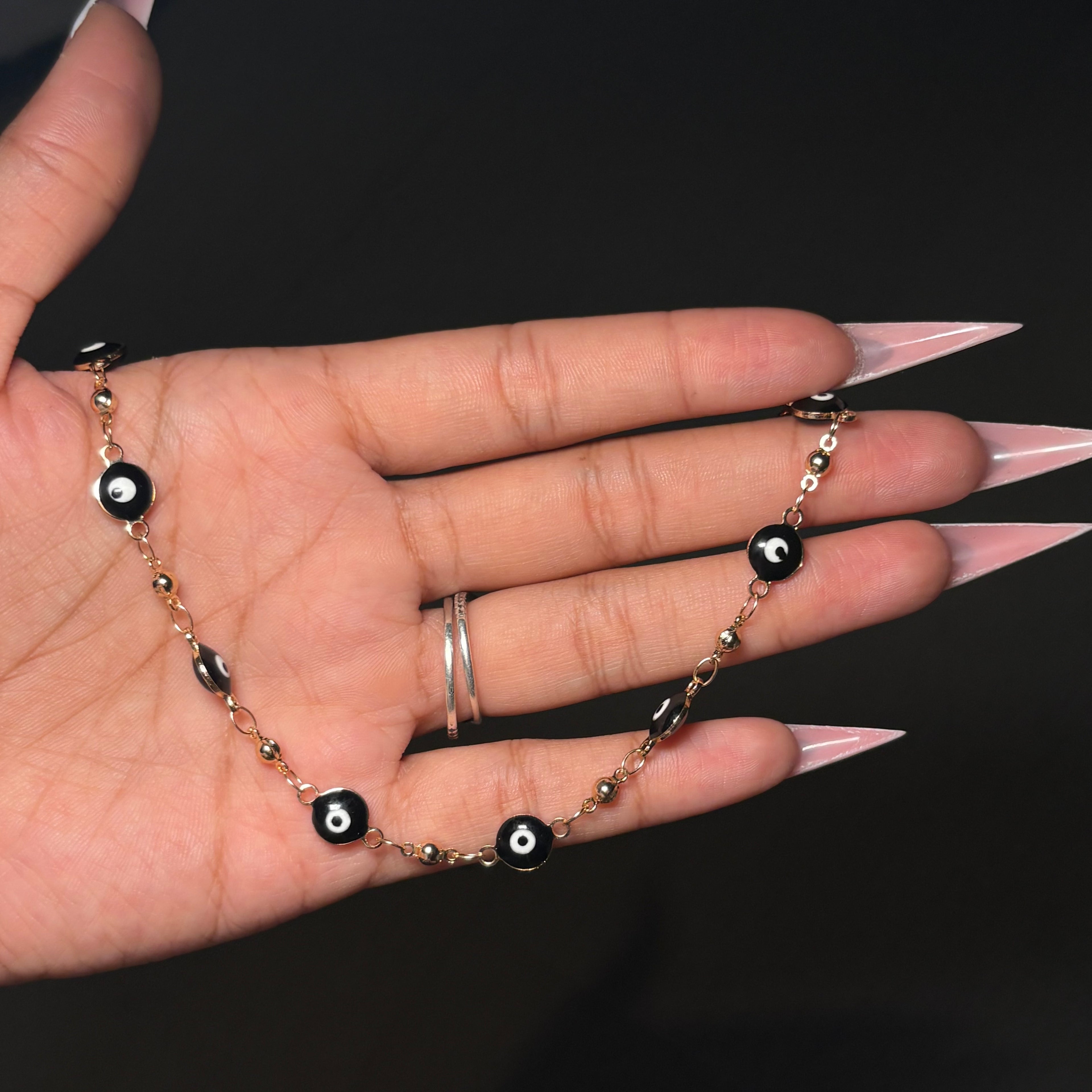 Gold & Black Mal De Ojo Anklet