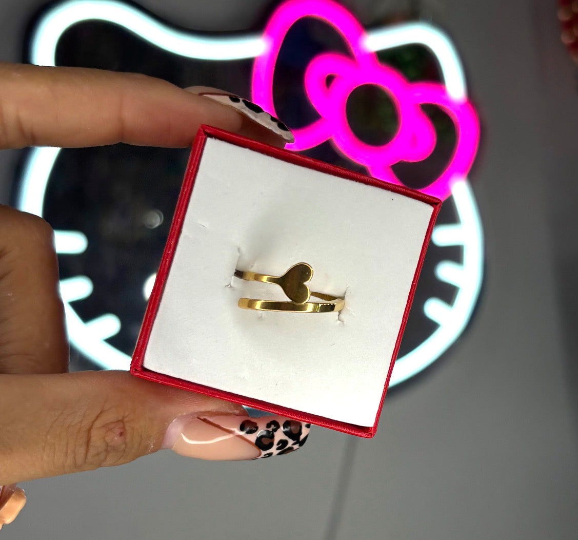 Size 7 Gold Heart Wrap Ring