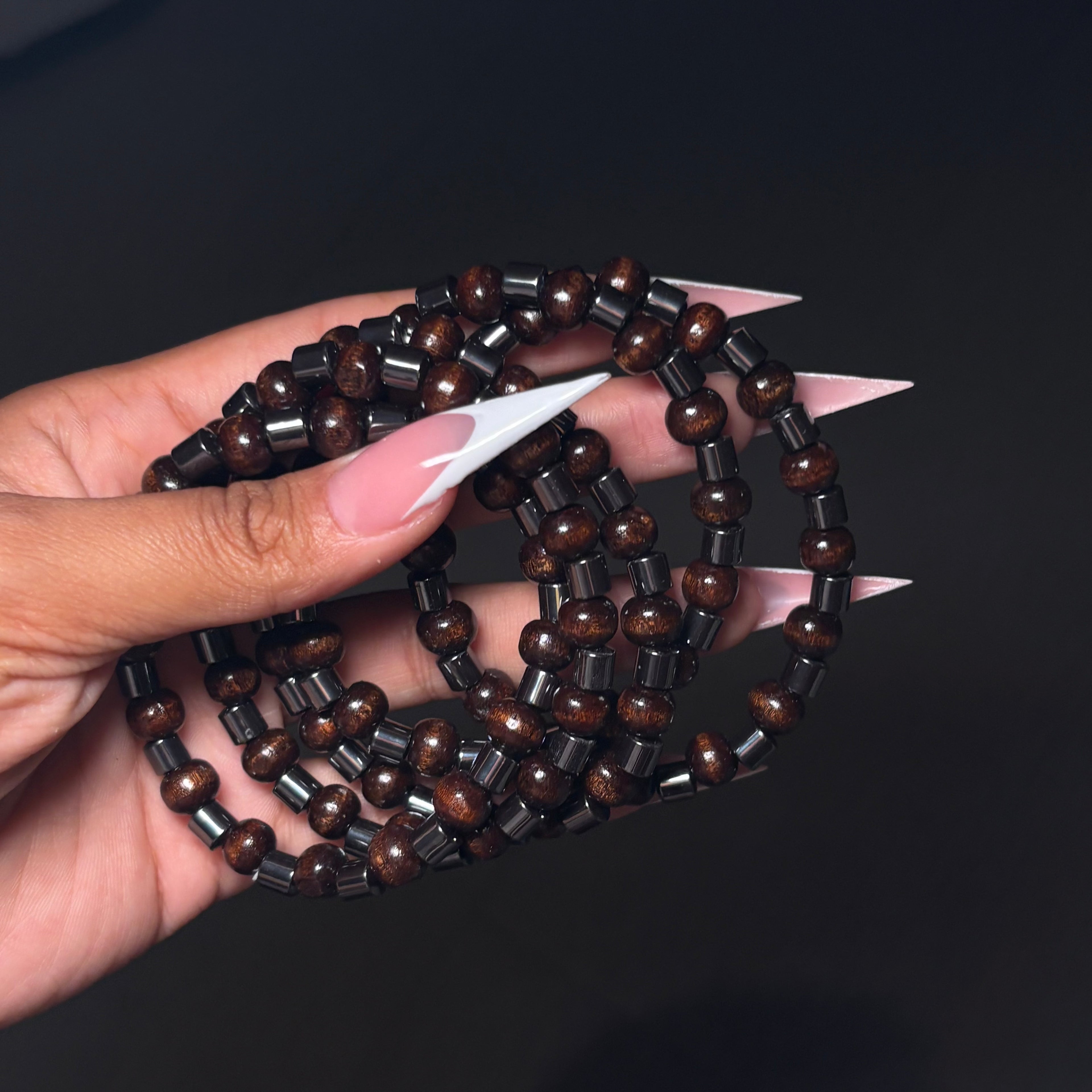 Brown & Hematite Crystal Beaded Bracelet