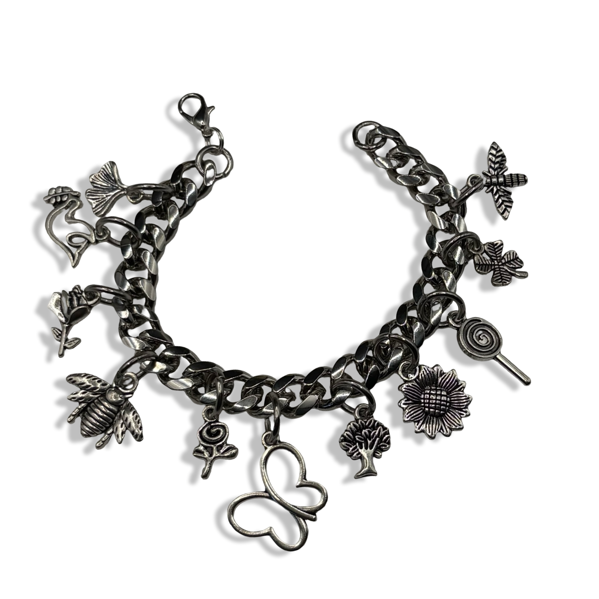 Silver Spring Bby 🌱🦋 Cuban Charm Bracelet